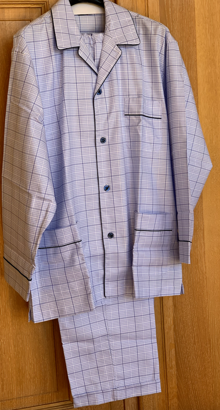 Piet Nollet Pyjama long en coton pour HOMME, 3 poches / Coton égyptien (avec bouton supplémentaire sur le dessus)