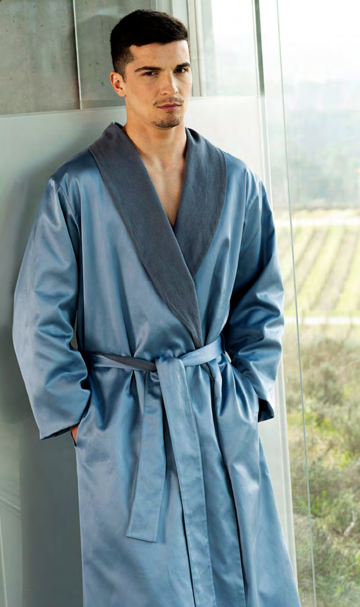 Celso de Lemos Dressing gown ALMA : ( Satin -100% Egyptian GIZA cotton- Extra long threads / 310 g/m2
