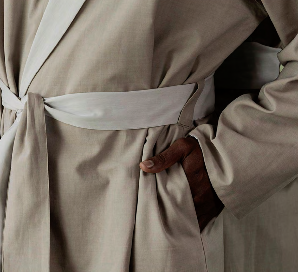 Celso de Lemos Peignoir MARIUS : (Satin - 100 % coton égyptien GIZA - Fils extra longs / 260 g/m²)