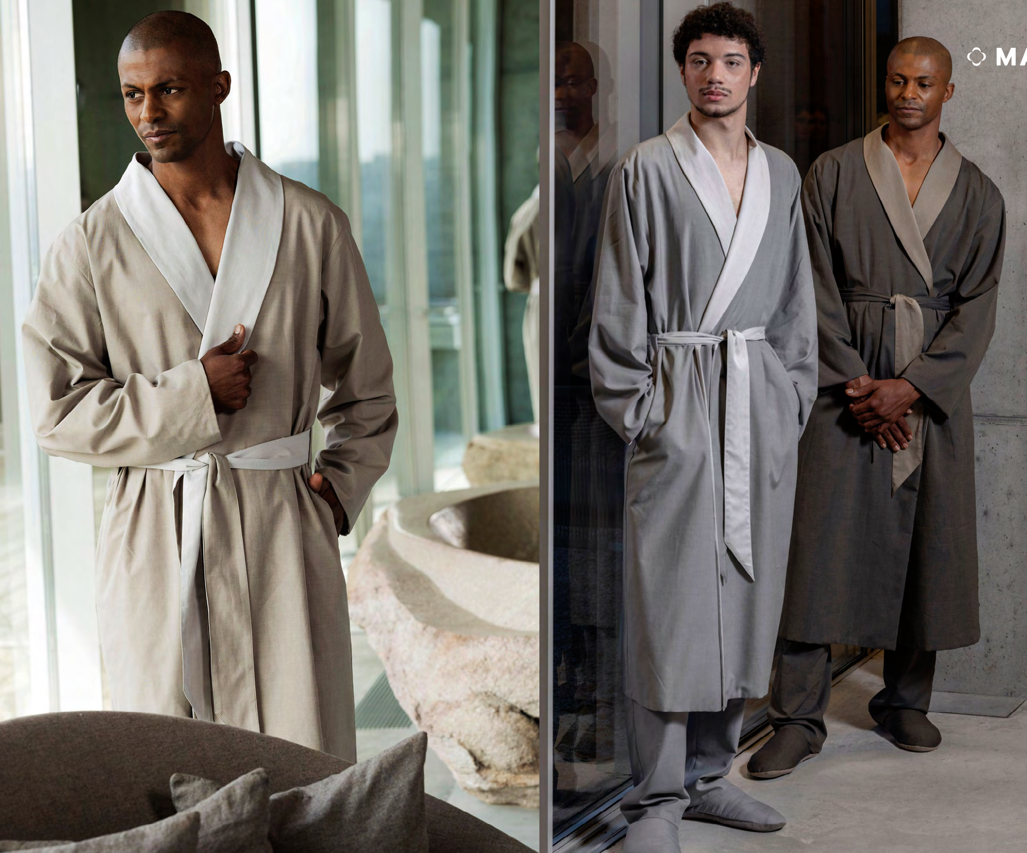 Celso de Lemos Dressing gown MARIUS : ( Satin -100% Egyptian GIZA cotton- Extra long threads / 260 g/m2