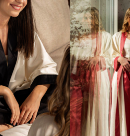 Celso de Lemos Peignoir MARY : (Satin - 100 % coton égyptien GIZA - Fils extra longs / 150 g/m²)