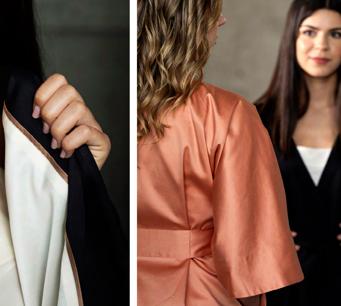 Celso de Lemos Peignoir NARA : (Satin - 100 % coton égyptien GIZA - Fils extra longs / 240 g/m²)