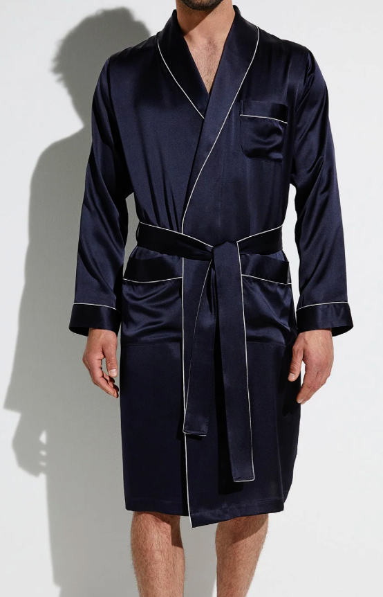 Zimmerli Zijde kamerjas  lang HEREN -  NACHTKLEDING,  uni navy