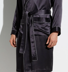 Zimmerli Silk dressing gown long MEN - NIGHTWEAR, plain anthracite