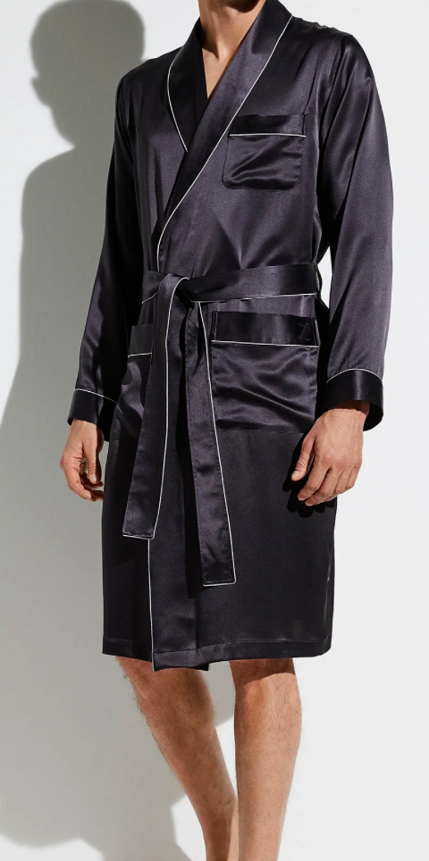 Zimmerli Zijde kamerjas  lang HEREN -  NACHTKLEDING,  uni antraciet