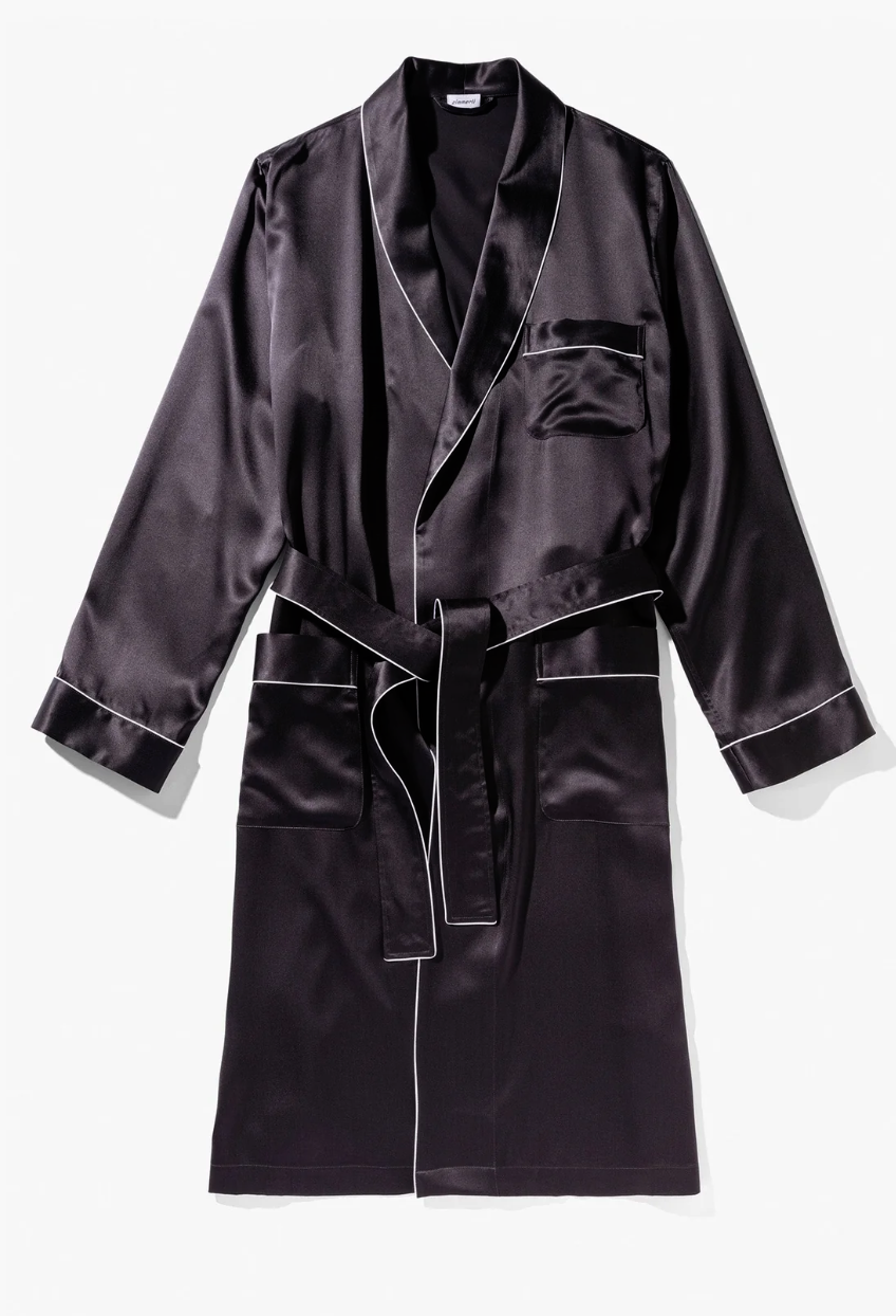 Zimmerli Zijde kamerjas  lang HEREN -  NACHTKLEDING,  uni antraciet