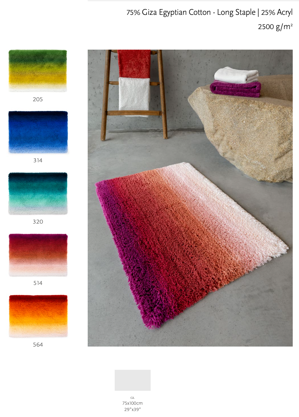 Habidecor Tapis de bain AURORE - 75 % coton égyptien - GIZA / fil long / 25 % acrylique / 2500 g/m²