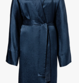 Zimmerli Peignoir long en soie pour femmes - Morgenmantel (bleu nuit)