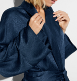 Zimmerli Peignoir long en soie pour femmes - Morgenmantel (bleu nuit)