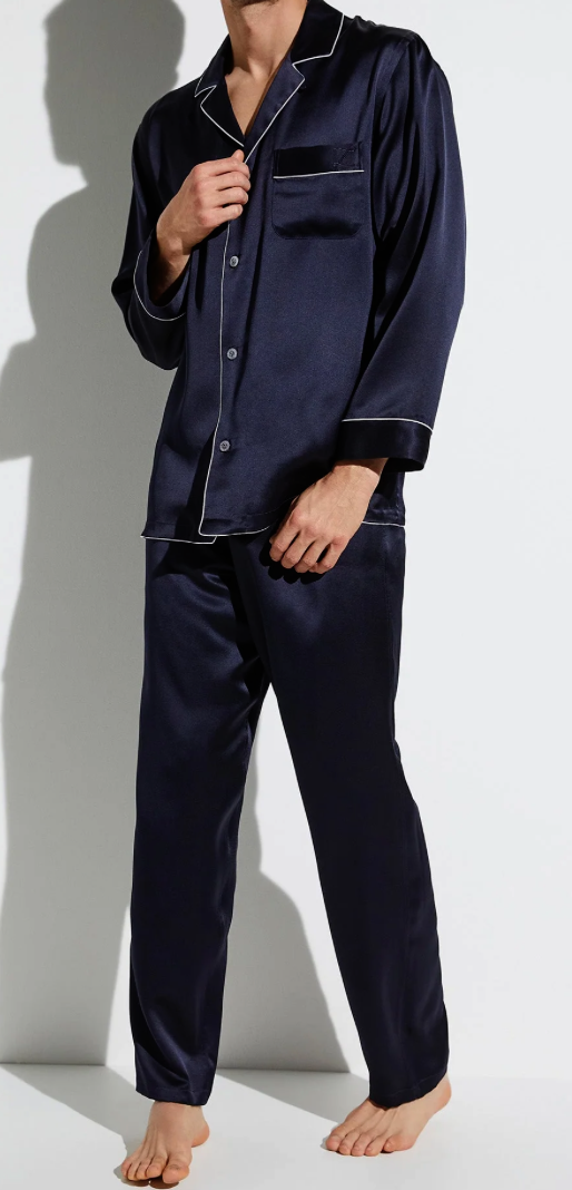 Zimmerli  Pyjama Lang  HEREN  -  100% Zijde , kleur Navy