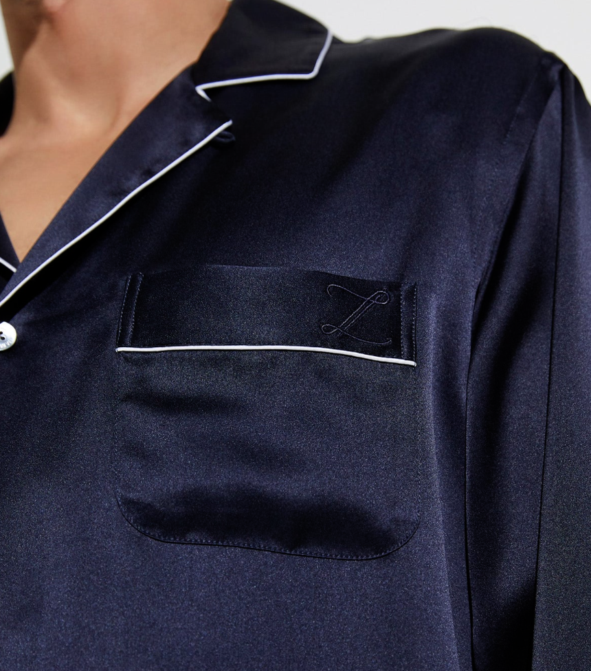 Zimmerli  Pyjama long pour homme - 100 % soie, couleur marine