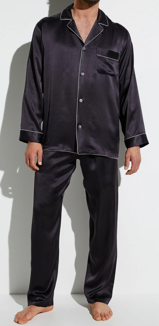 Zimmerli  Long Pyjama Men - 100% Silk, Anthracite color