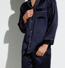 Zimmerli Pyjama long pour homme - 100 % soie, couleur marine