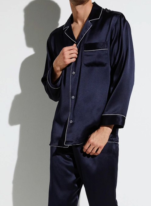 Zimmerli  Pyjama Lang  HEREN  -  100% Zijde , kleur Navy