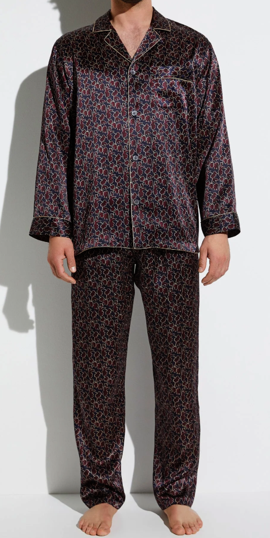 Zimmerli  Pyjama long pour homme - 100 % soie, motif feuilles