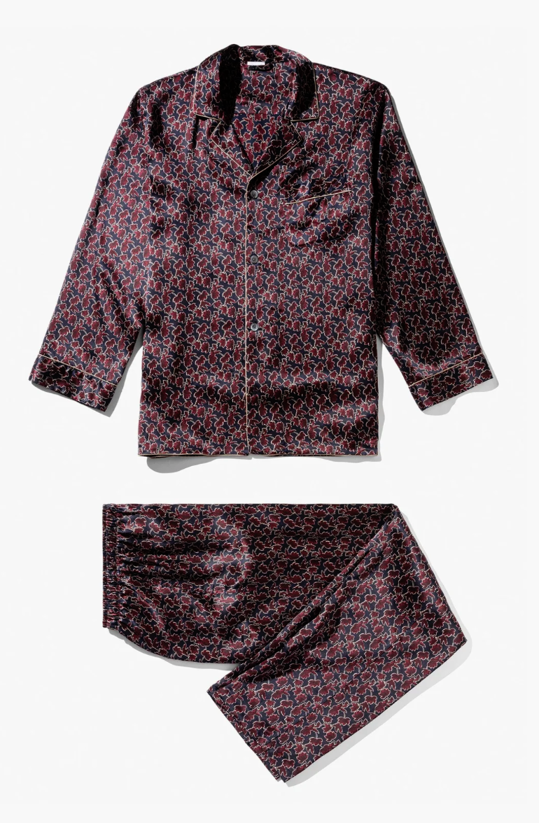 Zimmerli  Pyjama long pour homme - 100 % soie, motif feuilles