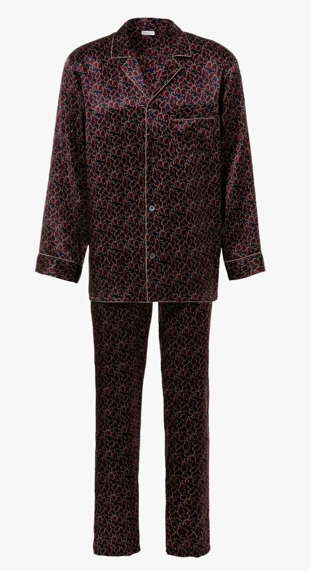 Zimmerli  Long Pyjama Men - 100% Silk, Leaves color