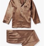 Zimmerli  Pyjama long pour homme - 100 % soie, couleur or fantaisie