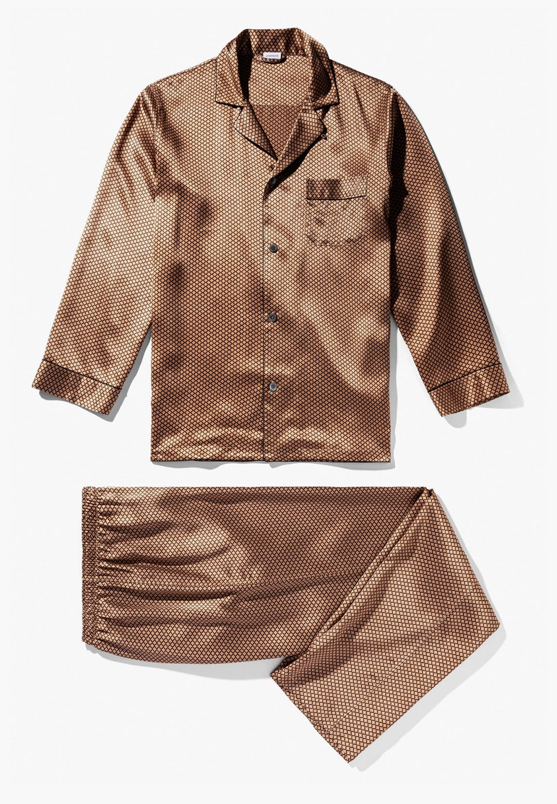 Zimmerli  Pyjama long pour homme - 100 % soie, coloris or fantaisie