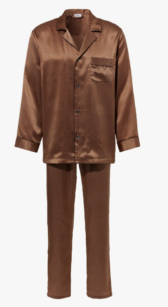 Zimmerli  Pyjama long pour homme - 100 % soie, coloris or fantaisie