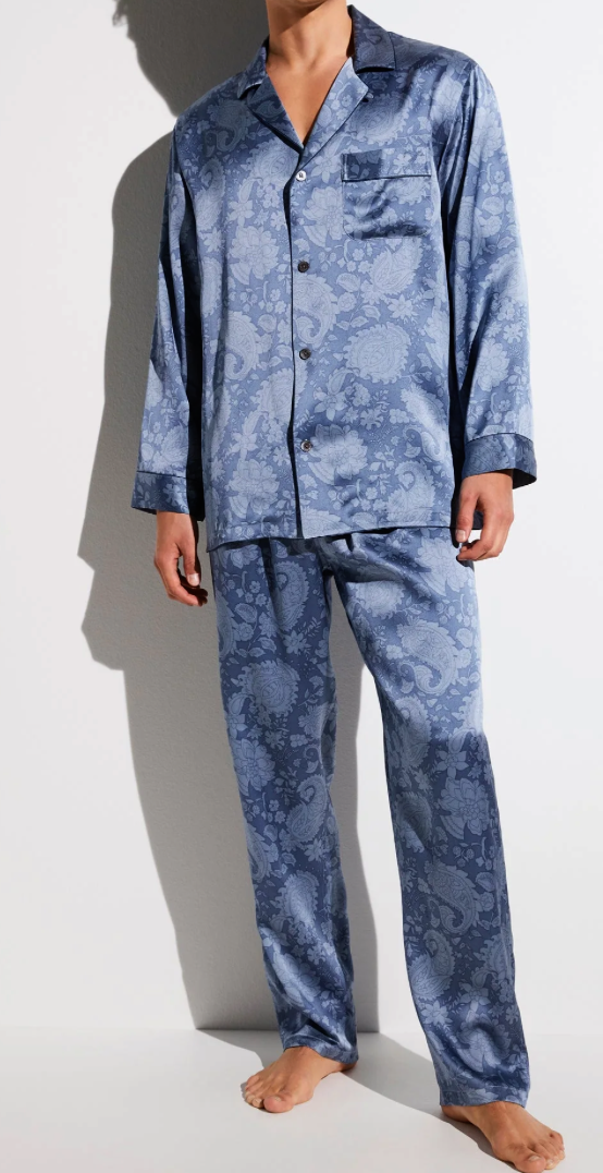 Zimmerli  Pyjama Lang  HEREN  -  100% Zijde , Paisley blauw kleur