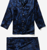 Zimmerli  Long Pyjama Men - 100% Silk, Paisley Dark Blue