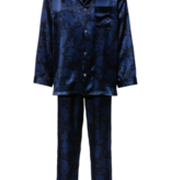 Zimmerli  Pyjama long homme - 100 % soie, motif cachemire bleu foncé
