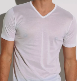 Zimmerli 252 ROYAL CLASSIC ( Heren ), ( kleine V ) T-SHIRT VN SS - 100% katoen getwijnd fijn, gemerceriseerd garen