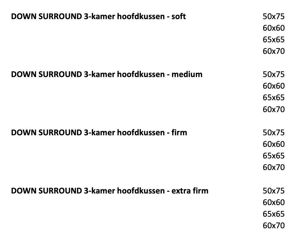 Brinkhaus Hoofdkussen  :  DOWN SURROUND ( Nieuwe witte Poolse gansedons en veertjes