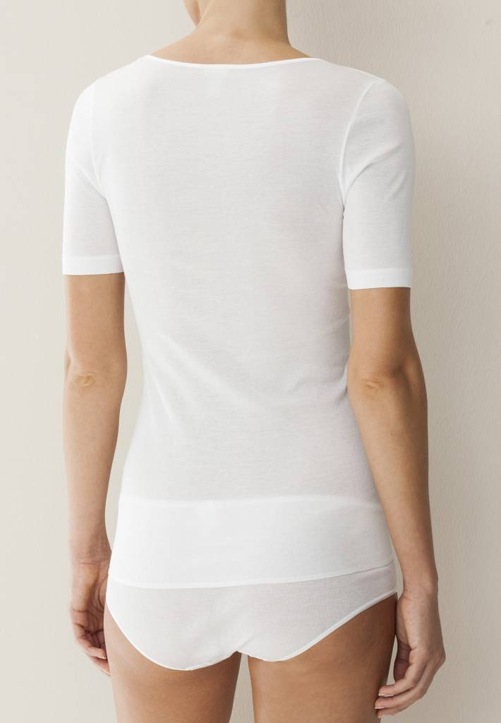 Zimmerli Chemise 266 en coton de luxe (manches courtes) (femme) - 100 % coton fin retors mercerisé, côtes fines