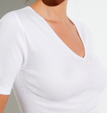 Zimmerli Chemise 266 en coton de luxe (manches courtes) (femme) - 100 % coton fin retors mercerisé, côtes fines