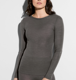 Zimmerli Dames ,Wol en Zijde : T- SHIRT , Lage ronde hals - ( Lange mouw  ) (70 % Wol en 30 % zijde  )