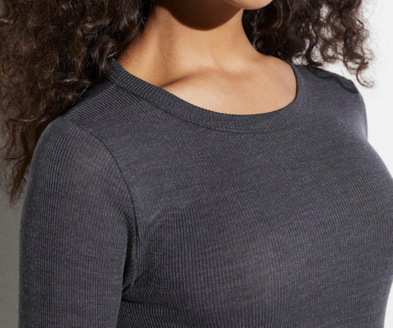 Zimmerli Femme, Laine et Soie : T-SHIRT, Col rond bas - (Manches longues) (70 % laine et 30 % soie)