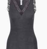 Zimmerli Ladies, Wool and Silk: TOP, wide band, sleeveless with LACE (70% Wool and 30% Silk)