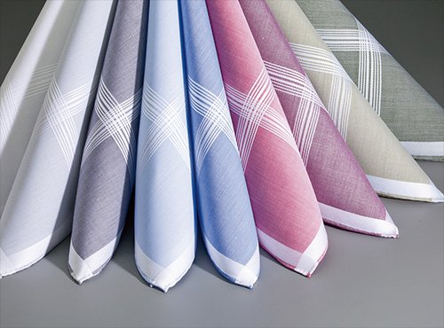 Lehner Handkerchiefs Men 48/48 cm - Swiss cotton (Hand rolled) (Purchase per 6 pieces)