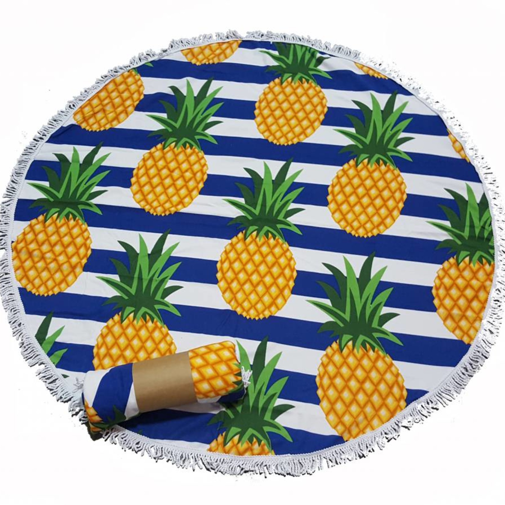 Roundie beach towel - rond strandlaken - badstof- boho - Ibiza handdoek bali stijl - Ananas