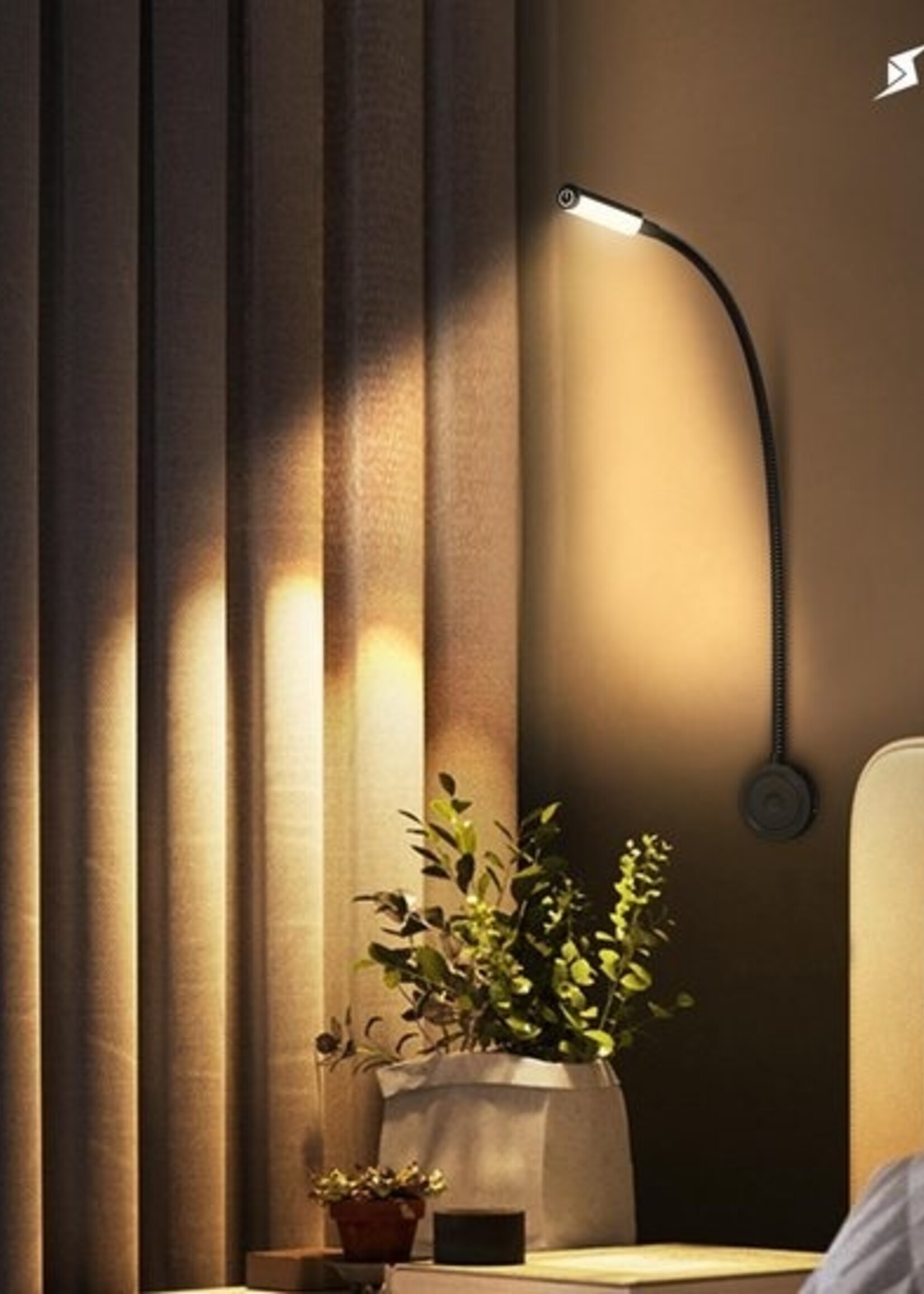 Novio verlichting Bed Leeslampjes met Dimfunctie zwart en USB aansluiting