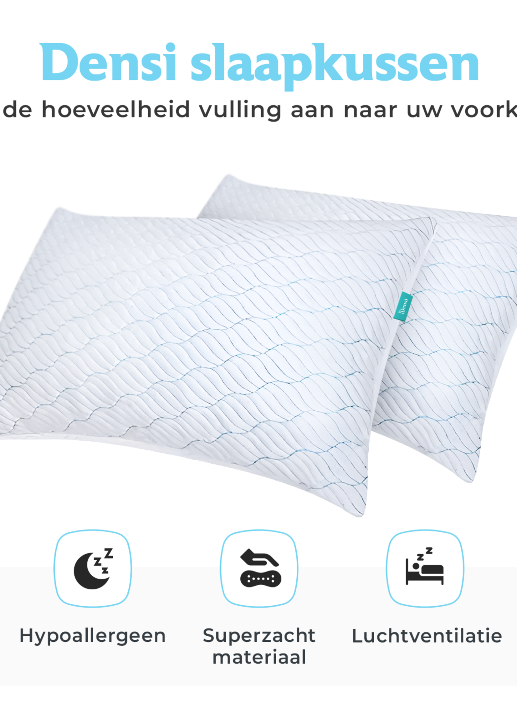 Densi Densi Hoofdkussen - Traagschuim vulling - Hoofdkussen Nekklachten - ontspannend Lavendel - Geschikt voor rug-, zij- en buikslapers - Winter & Zomerkant - Inclusief Extra 150g Schuim