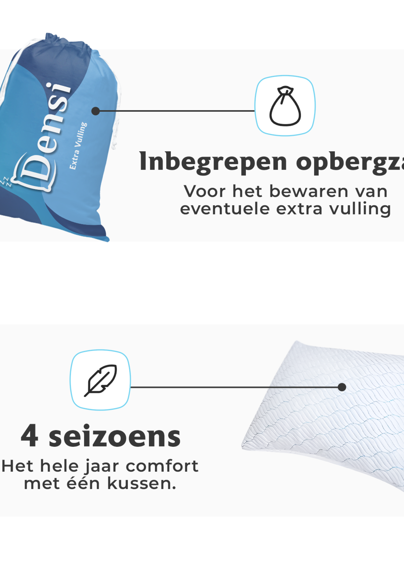 Densi Densi Hoofdkussen - Traagschuim vulling - Hoofdkussen Nekklachten - ontspannend Lavendel - Geschikt voor rug-, zij- en buikslapers - Winter & Zomerkant - Inclusief Extra 150g Schuim