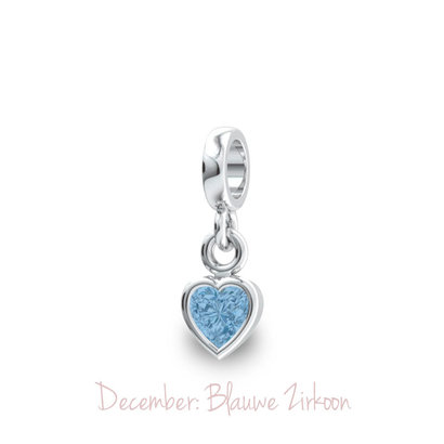 Piccolo Piccolo Dangles Geboortesteen hanger hart December Blauwe Zirkoon