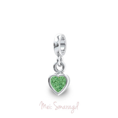 Piccolo Piccolo Dangles Geboortesteen hanger hart Mei Smaragd