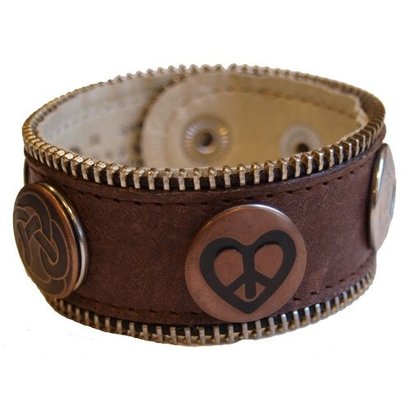 Babouche Baboos Babouche armband leer donkerbruin rits