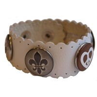 Babouche Baboos Babouche armband leer wave wit