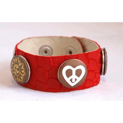 Babouche Baboos Babouche armband leder snake rood