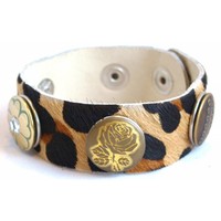 Babouche Baboos Babouche armband leer panter