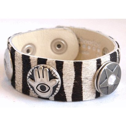 Babouche Baboos Babouche armband leer zebra