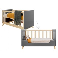 Bopita Babybed/Bedbank Kyan Deep Grey/Natural 70x140 cm