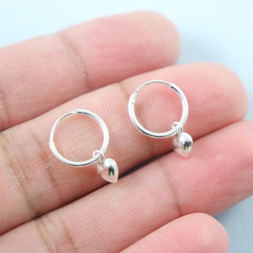 LAVI Silver Hoop Earrings with a charm