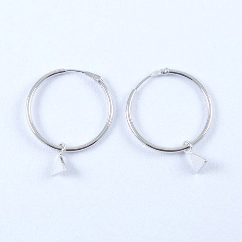 LAVI Silver Hoop Earrings with a Triangle charm
