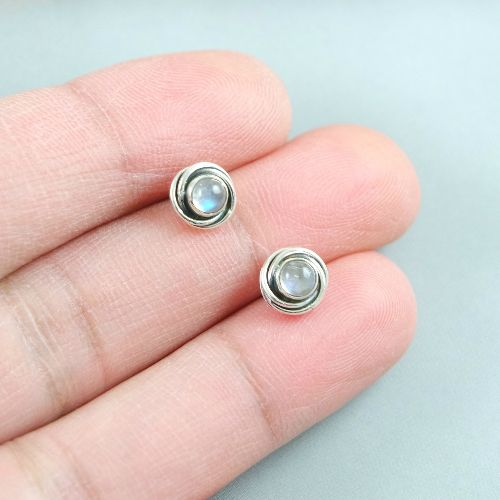 LAVI Sterling Silver Moonstone Ear Studs